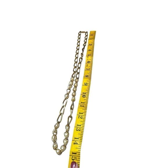 Jewelry set necklace set of two long gold chain necklaces -One insetFaux pearls - Picture 5 of 10